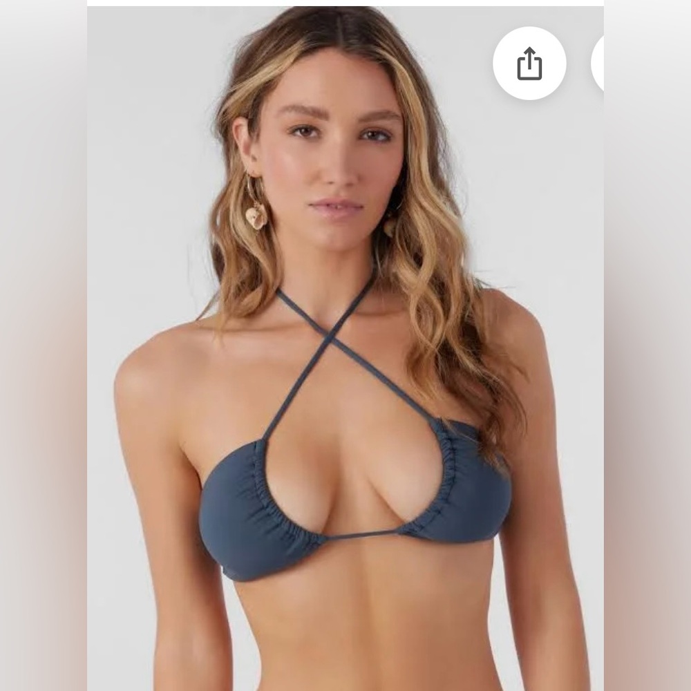 NWT O'Neill Saltwater Solids Embry Top in Teal Flattering Scoop Neck Style Sz Sm
